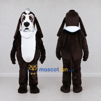 Custom Dark Brown and White Dog Doctor Mascot Costume Adult Full Body Suit for Community Events