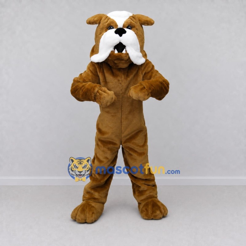 Custom Brown and White Bulldog Mascot Costume Adult Full Body Suit for Pet Events Custom Brown and White Bulldog Mascot Costume Adult Full Body Suit for Pet Events