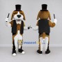 Custom Brown White and Black Dog Magician Mascot Costume Adult Full Body Suit for Themed Parties