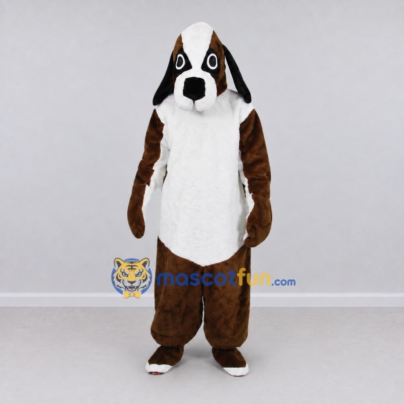 Custom Brown Black and White Dog Mascot Costume Adult Full Body Suit for Pet Events
