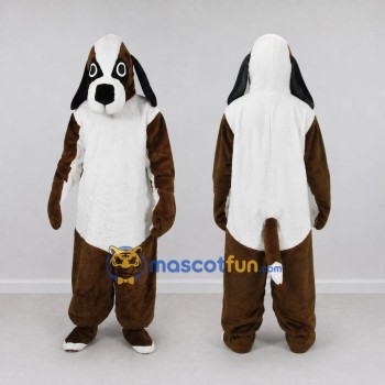 Custom Brown Black and White Dog Mascot Costume Adult Full Body Suit for Pet Events