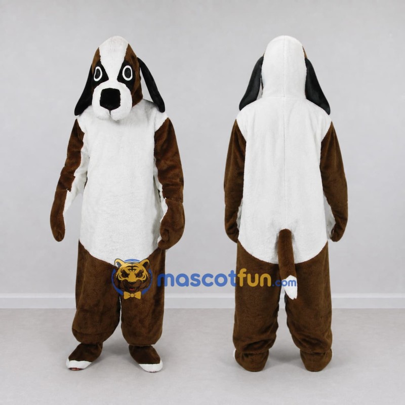 Custom Brown Black and White Dog Mascot Costume Adult Full Body Suit for Pet Events