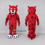 Custom Red and Black Spotted Wild Cat Mascot Costume Adult Full Body Suit for School Events