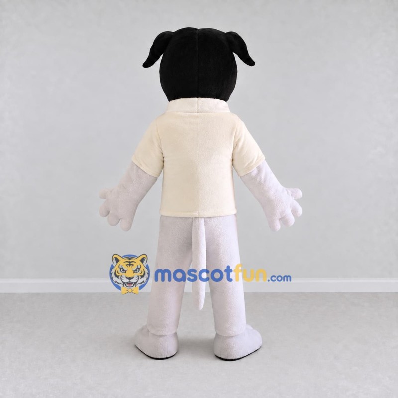 Custom Black and Cream Dog in Shirt Mascot Costume Adult Full Body Suit for School Events Custom Black and Cream Dog in Shirt Mascot Costume Adult Full Body Suit for School Events