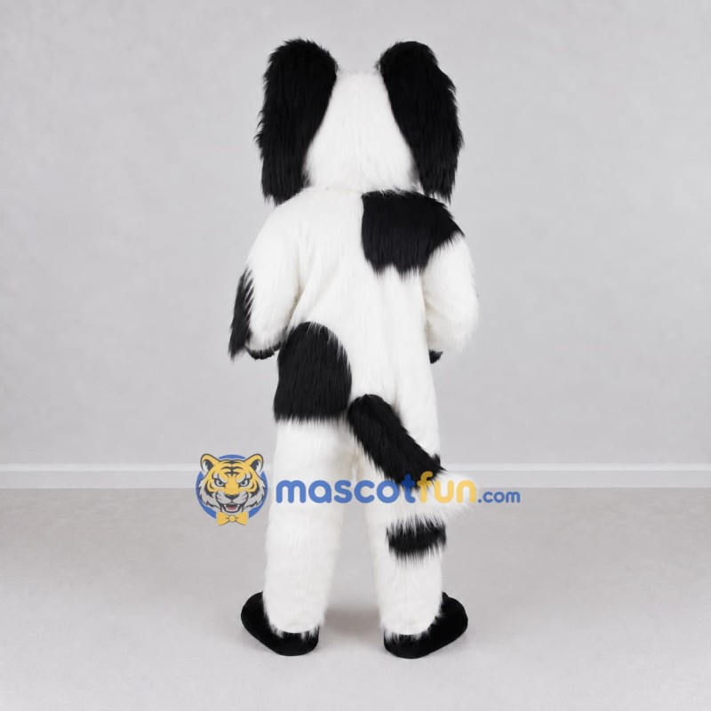 Custom White and Black Shaggy Dog Mascot Costume Adult Full Body Suit for Pet Events