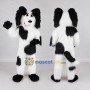 Custom White and Black Shaggy Dog Mascot Costume Adult Full Body Suit for Pet Events