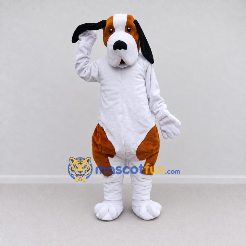Custom Brown and White Dog Mascot Costume Adult Full Body Suit for Pet Events Custom Brown and White Dog Mascot Costume Adult Full Body Suit for Pet Events