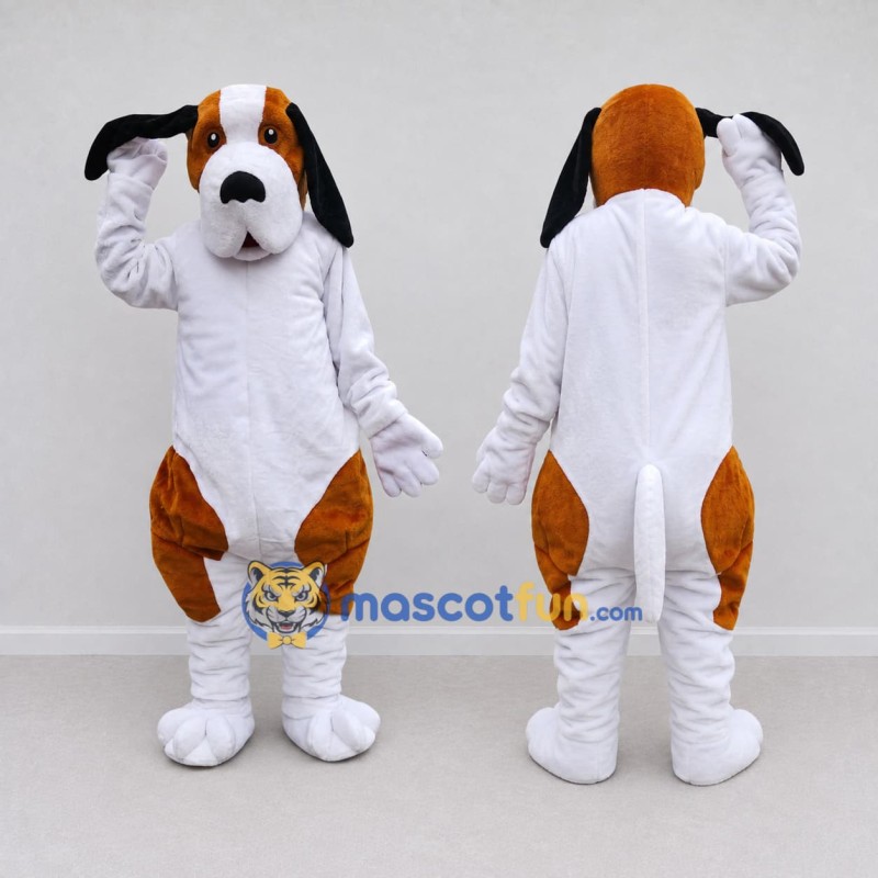 Custom Brown and White Dog Mascot Costume Adult Full Body Suit for Pet Events Custom Brown and White Dog Mascot Costume Adult Full Body Suit for Pet Events