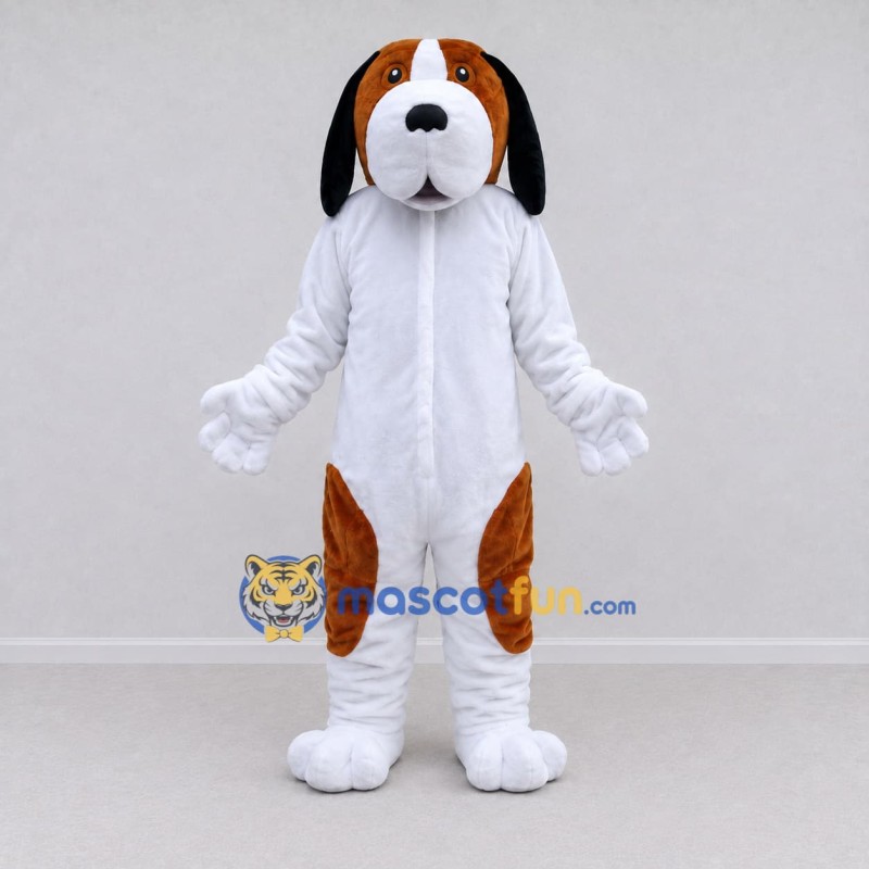 Custom Brown and White Dog Mascot Costume Adult Full Body Suit for Pet Events Custom Brown and White Dog Mascot Costume Adult Full Body Suit for Pet Events