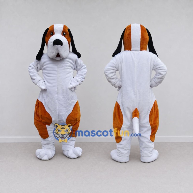 Custom Brown and White Dog Mascot Costume Adult Full Body Suit for Pet Events Custom Brown and White Dog Mascot Costume Adult Full Body Suit for Pet Events