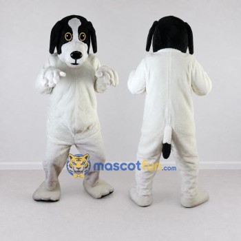 Custom White and Black Dog Mascot Costume Adult Full Body Suit for Pet Events