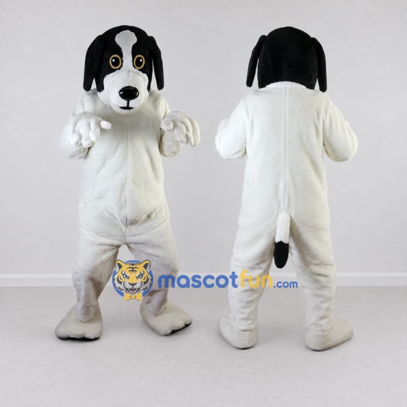 Custom White and Black Dog Mascot Costume Adult Full Body Suit for Pet Events Custom White and Black Dog Mascot Costume Adult Full Body Suit for Pet Events