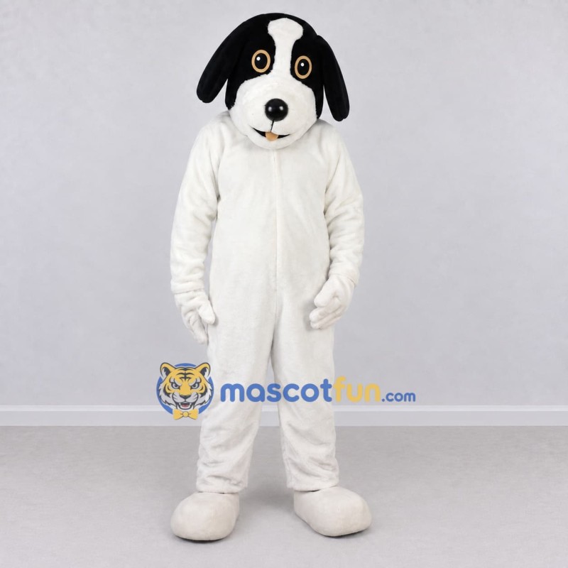 Custom White and Black Dog Mascot Costume Adult Full Body Suit for Pet Events Custom White and Black Dog Mascot Costume Adult Full Body Suit for Pet Events