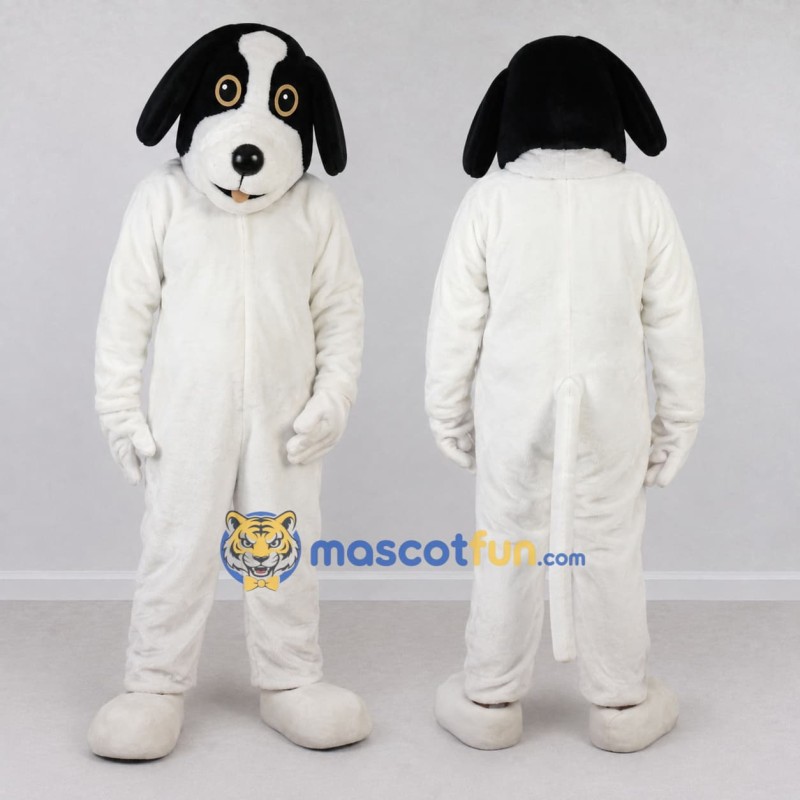 Custom White and Black Dog Mascot Costume Adult Full Body Suit for Pet Events Custom White and Black Dog Mascot Costume Adult Full Body Suit for Pet Events