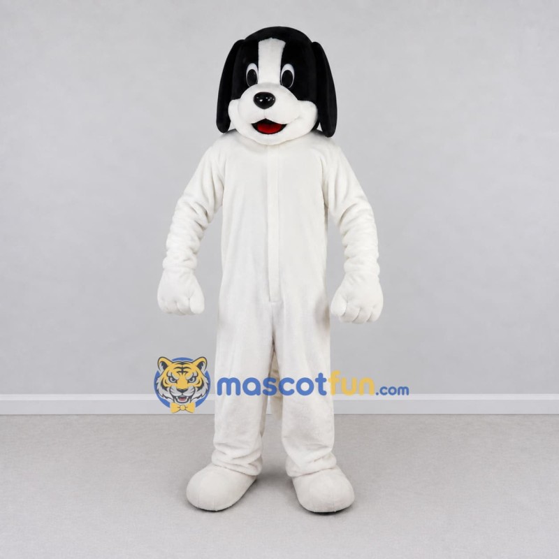Custom White and Black Dog Mascot Costume Adult Full Body Suit for Pet Events Custom White and Black Dog Mascot Costume Adult Full Body Suit for Pet Events