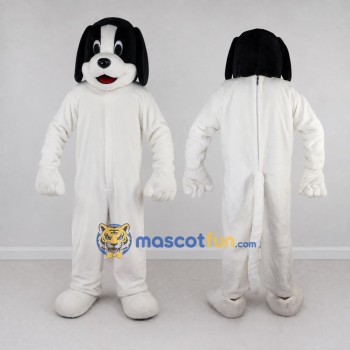 Custom White and Black Dog Mascot Costume Adult Full Body Suit for Pet Events