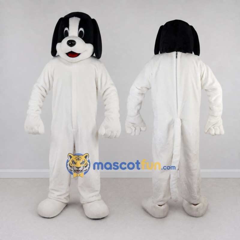 Custom White and Black Dog Mascot Costume Adult Full Body Suit for Pet Events Custom White and Black Dog Mascot Costume Adult Full Body Suit for Pet Events