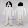 Custom White and Black Dog Mascot Costume Adult Full Body Suit for Pet Events