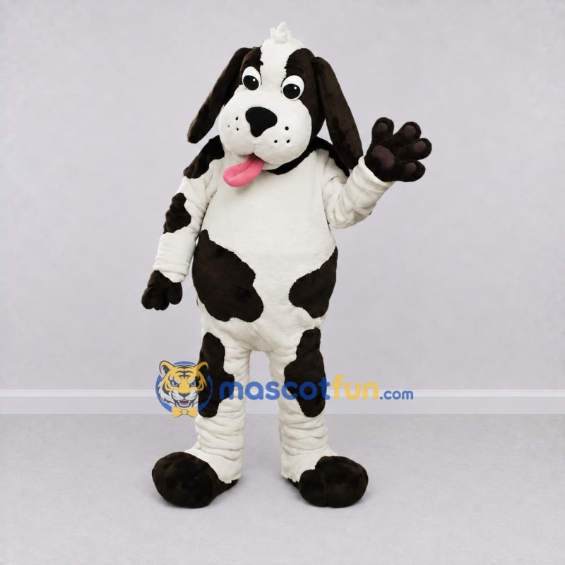 Custom White and Black Dog Mascot Costume Adult Full Body Suit for Pet Events Custom White and Black Dog Mascot Costume Adult Full Body Suit for Pet Events