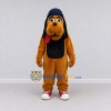 Custom Brown Black and Blue Dog in Cap Mascot Costume Adult Full Body Suit for School Events Custom Brown Black and Blue Dog in Cap Mascot Costume Adult Full Body Suit for School Events