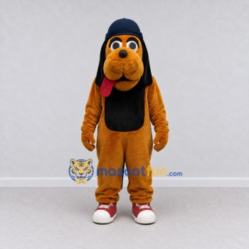 Custom Brown Black and Blue Dog in Cap Mascot Costume Adult Full Body Suit for School Events Custom Brown Black and Blue Dog in Cap Mascot Costume Adult Full Body Suit for School Events