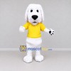 Custom White and Yellow Dog in T Shirt Mascot Costume Adult Full Body Suit for School Events Custom White and Yellow Dog in T Shirt Mascot Costume Adult Full Body Suit for School Events