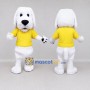 Custom White and Yellow Dog in T Shirt Mascot Costume Adult Full Body Suit for School Events