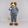 Custom Tan and Gray Dog in Suit Mascot Costume Adult Full Body Suit for Themed Parties