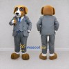 Custom Tan and Gray Dog in Suit Mascot Costume Adult Full Body Suit for Themed Parties