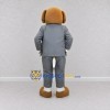Custom Tan and Gray Dog in Suit Mascot Costume Adult Full Body Suit for Themed Parties