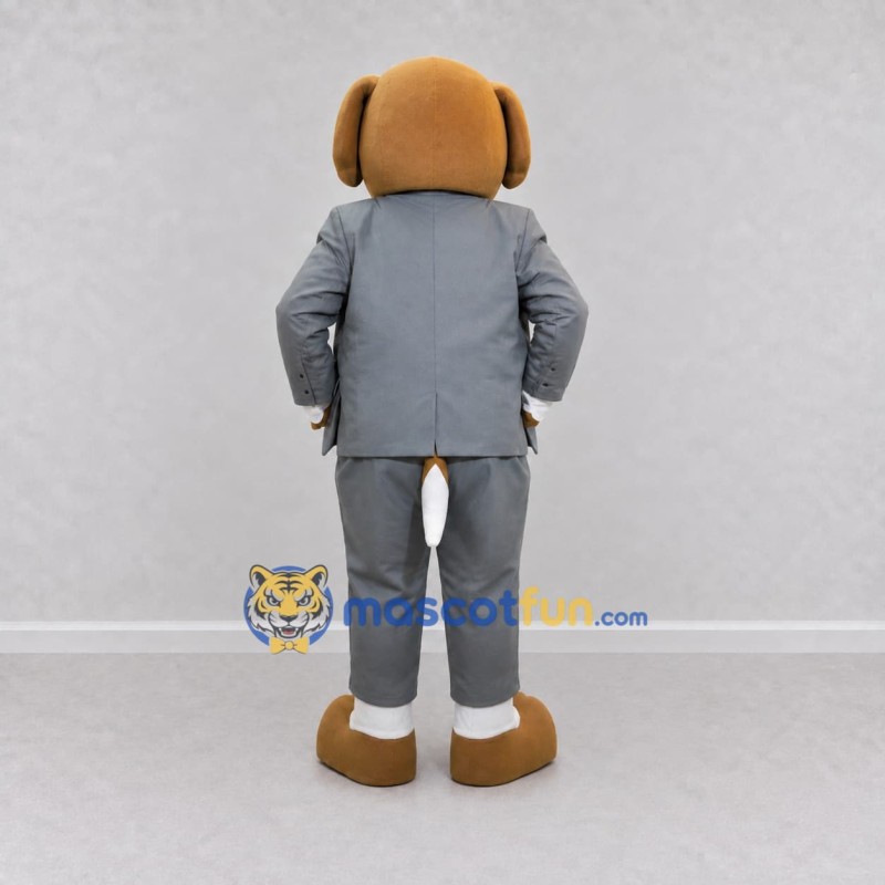 Custom Tan and Gray Dog in Suit Mascot Costume Adult Full Body Suit for Themed Parties