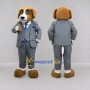 Custom Tan and Gray Dog in Suit Mascot Costume Adult Full Body Suit for Themed Parties