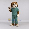 Custom Brown and Green Dog in Scrubs Mascot Costume Adult Full Body Suit for Community Events Custom Brown and Green Dog in Scrubs Mascot Costume Adult Full Body Suit for Community Events