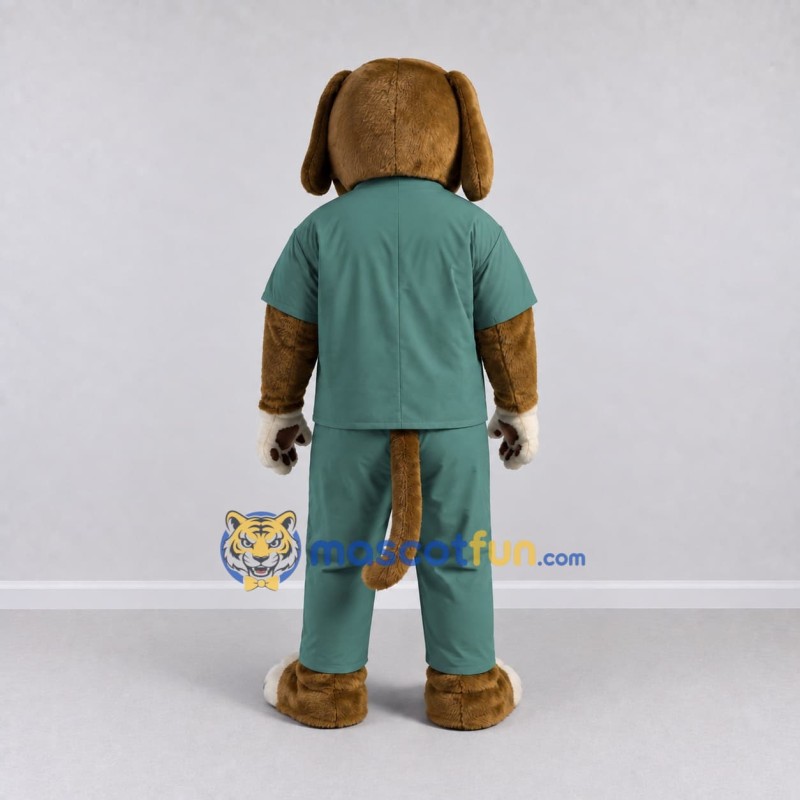 Custom Brown and Green Dog in Scrubs Mascot Costume Adult Full Body Suit for Community Events Custom Brown and Green Dog in Scrubs Mascot Costume Adult Full Body Suit for Community Events