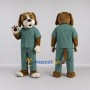 Custom Brown and Green Dog in Scrubs Mascot Costume Adult Full Body Suit for Community Events