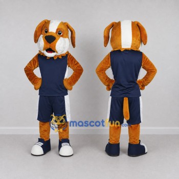 Custom Brown and Navy Blue Dog in Sportswear Mascot Costume Adult Full Body Suit for Sports Events