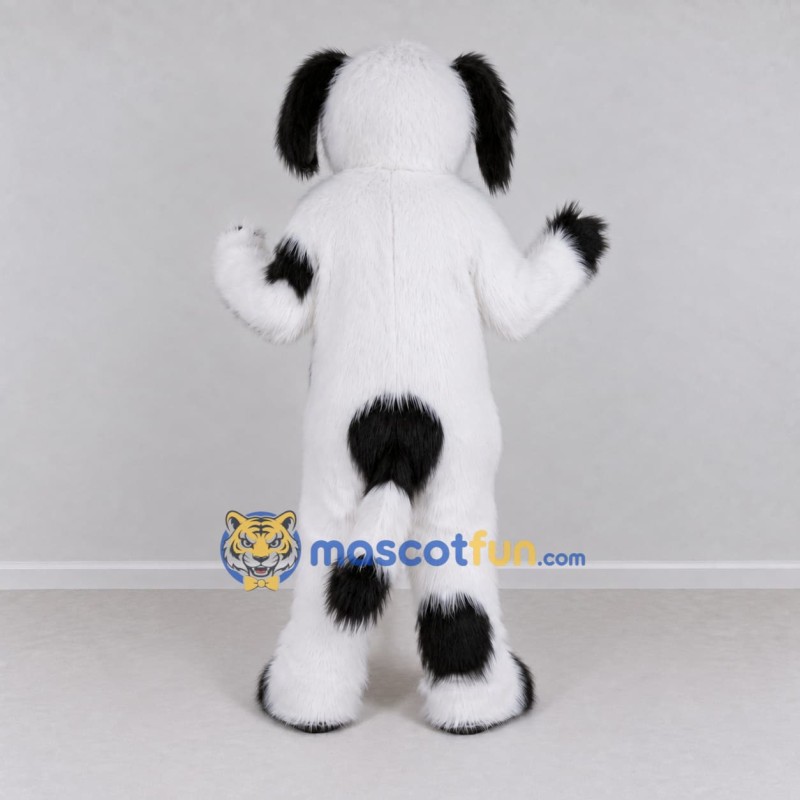Custom White and Black Shaggy Dog Mascot Costume Adult Full Body Suit for Pet Events Custom White and Black Shaggy Dog Mascot Costume Adult Full Body Suit for Pet Events