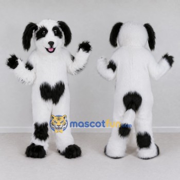Custom White and Black Shaggy Dog Mascot Costume Adult Full Body Suit for Pet Events
