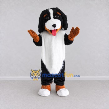 Custom Black Brown and White Bernese Mountain Dog Mascot Costume Adult Full Body Suit for Pet Events Custom Black Brown and White Bernese Mountain Dog Mascot Costume Adult Full Body Suit for Pet Events
