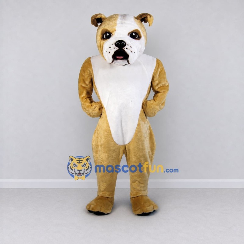 Custom Tan and White Bulldog Mascot Costume Adult Full Body Suit for Pet Events Custom Tan and White Bulldog Mascot Costume Adult Full Body Suit for Pet Events