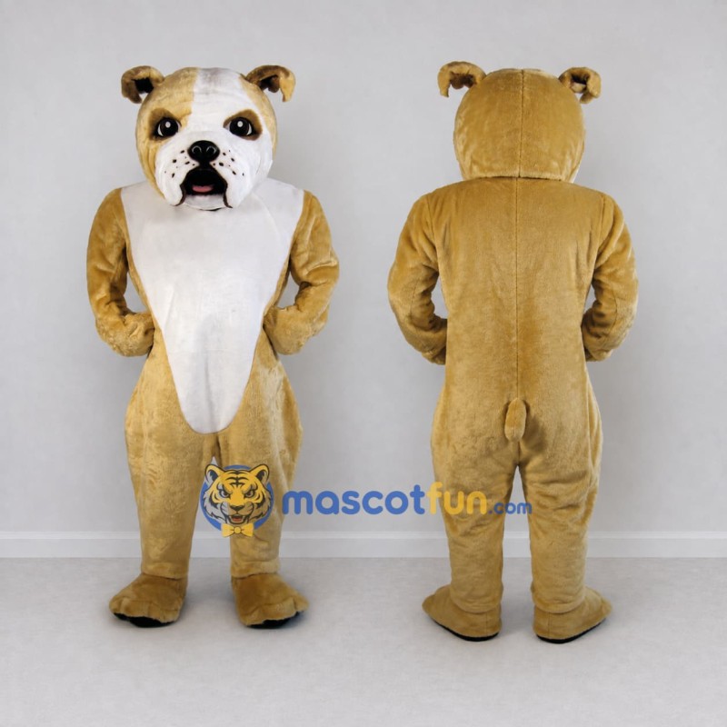 Custom Tan and White Bulldog Mascot Costume Adult Full Body Suit for Pet Events Custom Tan and White Bulldog Mascot Costume Adult Full Body Suit for Pet Events