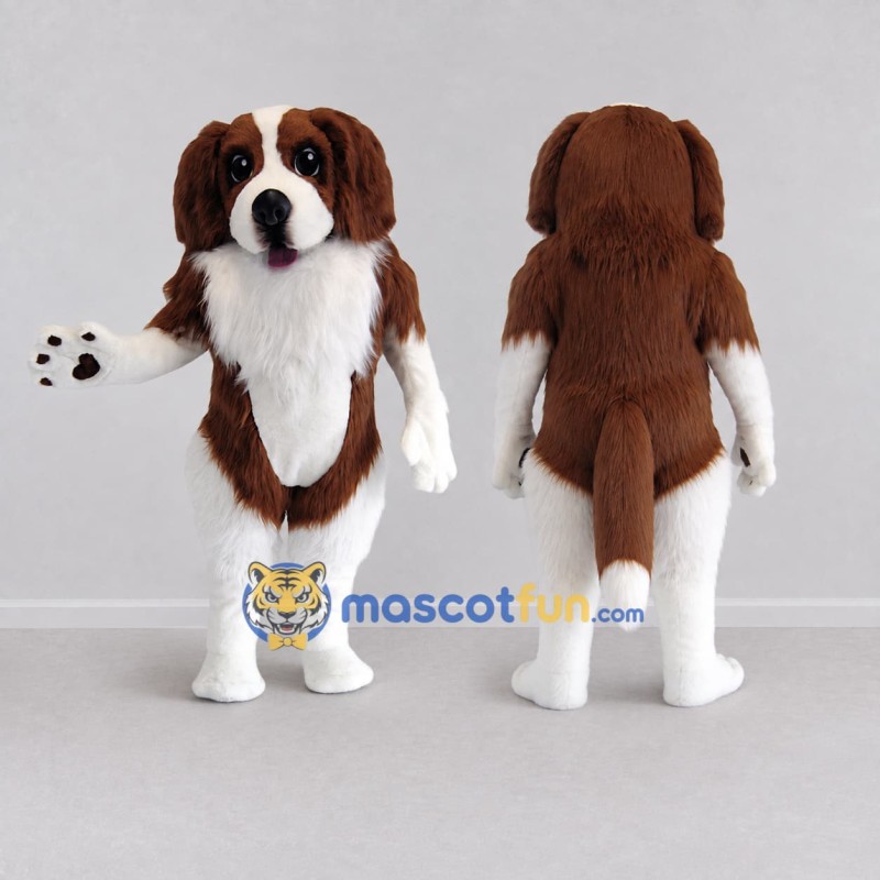 Custom Brown and White Shaggy Dog Mascot Costume Adult Full Body Suit for Pet Events Custom Brown and White Shaggy Dog Mascot Costume Adult Full Body Suit for Pet Events