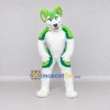 Custom Green and White Canine Character Mascot Costume Adult Full Body Suit for School Events