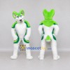 Custom Green and White Canine Character Mascot Costume Adult Full Body Suit for School Events