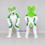 Custom Green and White Canine Character Mascot Costume Adult Full Body Suit for School Events