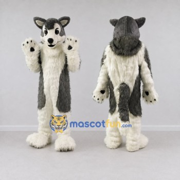 Custom Gray and White Husky Dog Mascot Costume Adult Full Body Suit for Pet Events