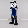 Custom Black White and Blue Husky in Sportswear Mascot Costume Adult Full Body Suit for Sports Events Custom Black White and Blue Husky in Sportswear Mascot Costume Adult Full Body Suit for Sports Events
