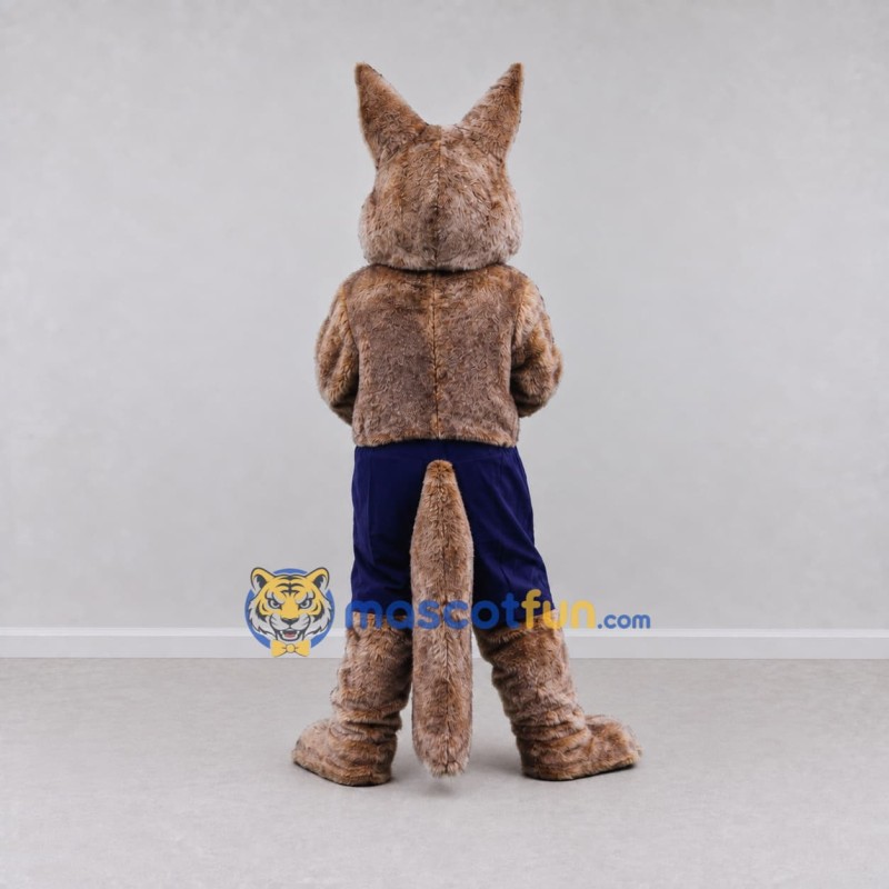Custom Brown and Navy Blue Kangaroo in Shorts Mascot Costume Adult Full Body Suit for Sports Events Custom Brown and Navy Blue Kangaroo in Shorts Mascot Costume Adult Full Body Suit for Sports Events