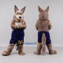 Custom Brown and Navy Blue Kangaroo in Shorts Mascot Costume Adult Full Body Suit for Sports Events