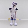 Custom Purple and White Canine Character Mascot Costume Adult Full Body Suit for School Events Custom Purple and White Canine Character Mascot Costume Adult Full Body Suit for School Events